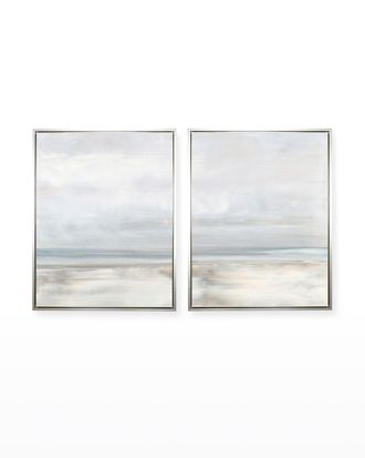 Benson-Cobb Simpatico 45X60 Set Of 2 Vertical Canvas Giclees In Sterling Frame, Hand-Embellished