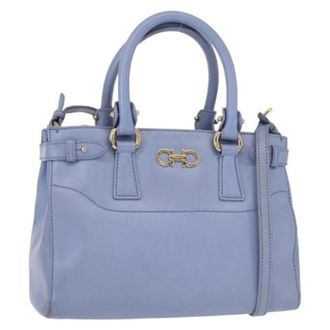 Ferragamo Pre-owned Gancini Tote - Dames - Pre-owned - Blauw - Maat: ONE Size Leer