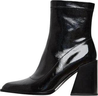 Cesare Gaspari Block Heel Boots Layla - Dames - Laarzen met Hak - Zwart - 40 EU - Leer - Schoenen