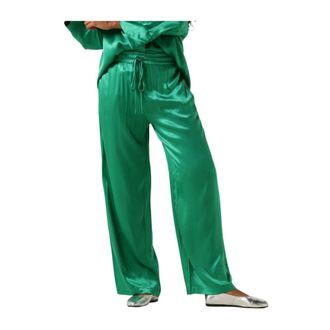 Greek Archaic Kori Dames, Broeken, Groen, Maat: XS Satijn