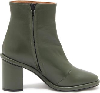 Roberto Festa Milano Groene leren enkellaarzen 8 cm hak - Dames - Laarzen met Hak - Groen - 36 EU - Schoenen