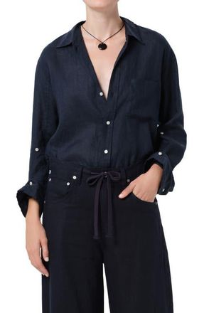 Citizens Of Humanity Kayla Button-Up Linen Shirt in True Navy at Nordstrom, Size X-Large