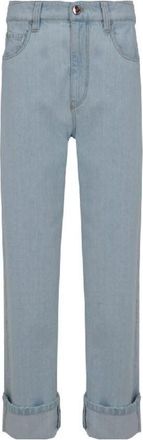 Brunello Cucinelli Light Blue Cuffed Trousers, Brand Size 46 (US Size 12)