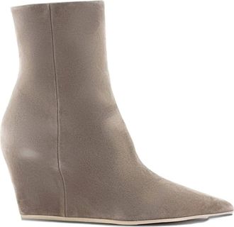 Vic Matié 100mm pointed-toe suede ankle boots - women - Suede/Leather/Fabric - 39 - Grey