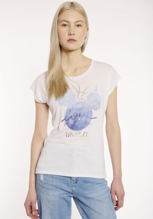 Hailys Kurzarmshirt HAILYS SS P TP Ca44rol, Damen, Gr. XL, weiss (wei&szlig;), Jersey, Obermaterial: 65% Polyester, 35% Viskose, bedruckt, normal, Rundhals, Shirts