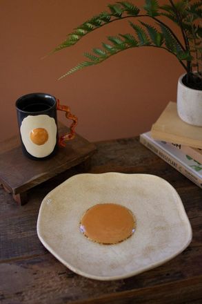 Kalalou Ceramic Fried Egg Platter