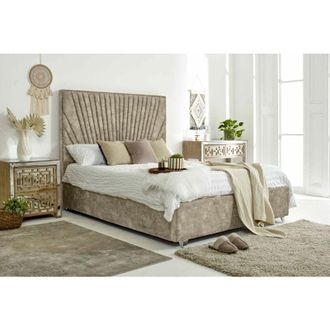 Casa Dawn Mink Marble Fabric Single Bed Frame