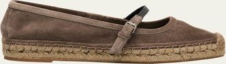 Brunello Cucinelli Suede Mary Jane Espadrilles