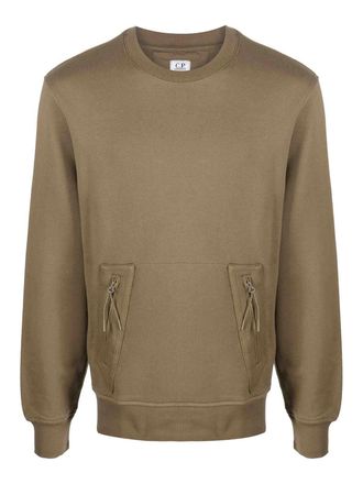 C.P. Company C. P. Company Diagonal Raised Fleece Kangaroo Sweater