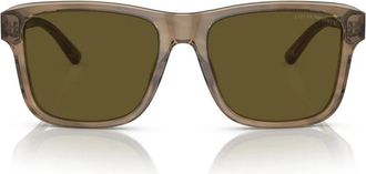 Emporio Armani Groene Transparante Kussen Zonnebril Bruin - unisex - Zonnebrillen - Groen - 56 MM - Accessoires