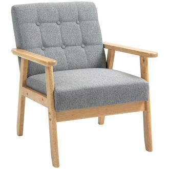 HOMCOM Butaca de sal&oacute;n 64x75x76 cm gris claro