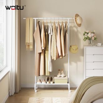 Woltu Woltu Perchero Multiusos, Perchero Con Ruedas, Extensible, Blanco