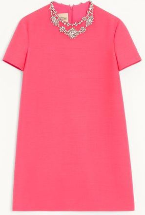 Valentino Abito Corto In Crepe Couture Ricamato Donna CORALLO/SILVER 36