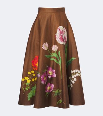 Oscar De La Renta Gonna midi in misto cotone