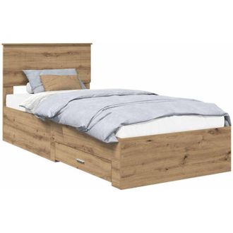 vidaXL Bed Frame with Drawer Artisan Oak 90 x 200 cm Engineered Wood vidaXL