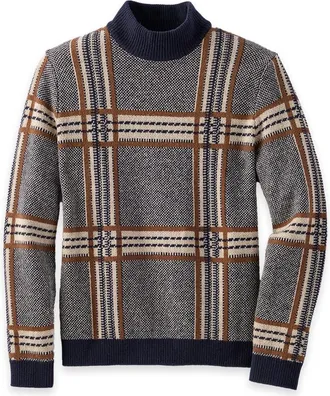 Paul Fredrick Wool Plaid Mockneck Sweater