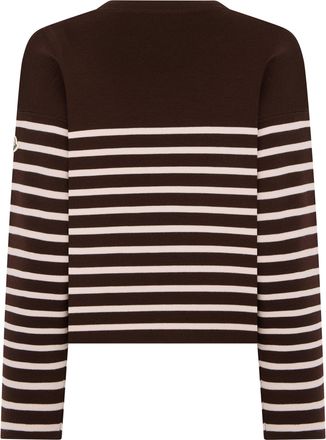 Moncler Womens Long-Sleeve Striped Sweater Brown-Pink Virgin Wool Brown/pink