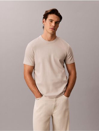 Calvin Klein Mens Textured Stripe Classic T-Shirt - Neutral - 2XL