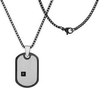 HMY Jewelry Mens Crystal Dog Tag Necklace in Silver/Black at Nordstrom Rack