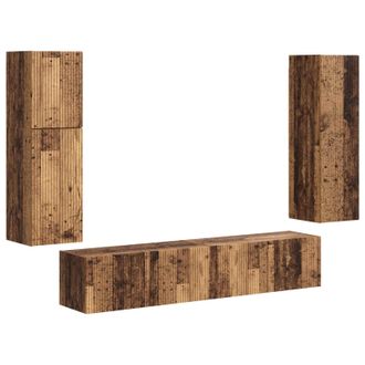 vidaXL Conjunto De Mueble De Tv Montaje En La Pared 4 Pcs Madera Vieja Vidaxl