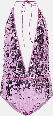 Oséree Sequined halterneck swimsuit