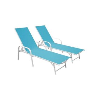 Happy Garden Set di 2 lettini sardinia in textilene blu - struttura bianca