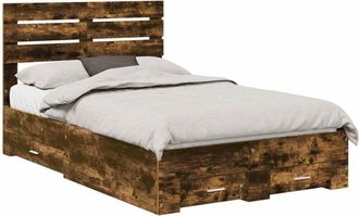 vidaXL Estructura De Cama Con Caj&oacute;n Con Cabecera Madera Contrachapada Vidaxl
