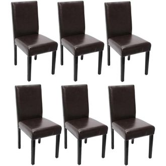 Hhg non utilizzato] Set 6x sedie Littau ecopelle soggiorno cucina sala da pranzo 56x43x90cm marrone piedi scuri