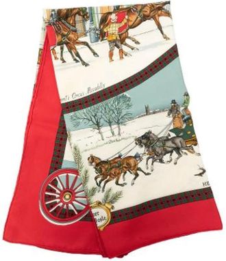 Herm&egrave;s Pre-owned L Hiver En Poste Zijden Sjaal - unisex - Vintage Accessoires - Veelkleurig - ONE Size - Vintage
