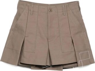 sacai Shorts in cotone con pieghe - Marrone