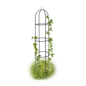Relaxdays 6 Soportes Plantas Revestimiento Metal 190 Cm, Gu&iacute;a Rosas Resistente Intemperie, Para Rosales Y Flores, Verde