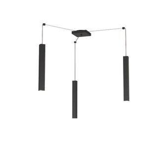 Top-Light Sospensione Moderna Square Tube Metallo Nero 3 Luci Gu10