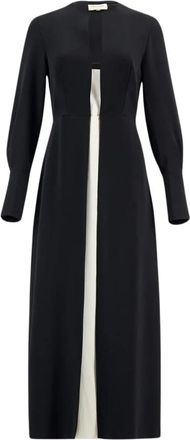 Zeus + Dione Monochrome Panel Midi Jurk - Dames - Casual kleedjes - Zwart - XS - Leer - Kleedjes