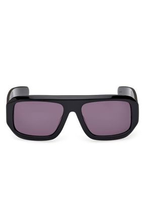 adidas 58MM Navigator Sunglasses in Shiny Black /Smoke at Nordstrom