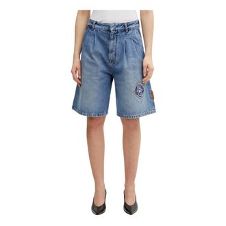 Off-white Royal Patch Denim Bermuda Shorts - Dames - Denim shorts - Blauw - W28 - Denim - Korte Broeken