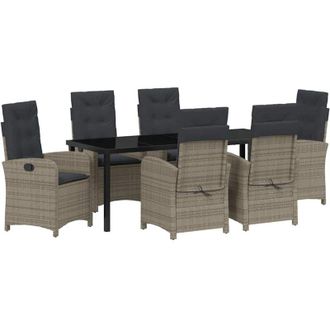 vidaXL Conjunto De Comedor De Jard&iacute;n 7 Pcs Gris Rat&aacute;n Sint&eacute;tico Vidaxl