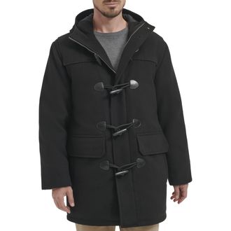 Tommy Hilfiger Mens Wool Blend Mid-Length Toggle Coat, Black, XL