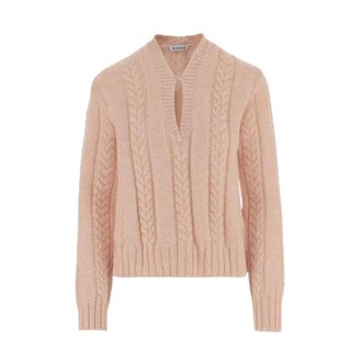 Loewe V-neck Knitwear, female, Pink, Size: M Sweater in wool
