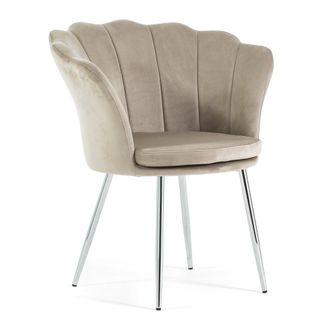 Siediti Fuori e Dentro Sillón concha terciopelo beige patas plata