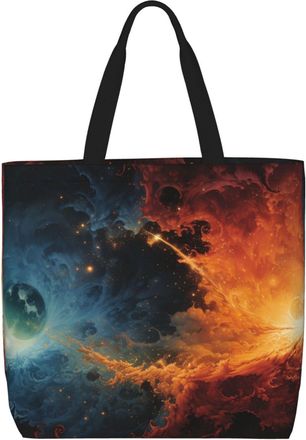 Generic Nebula Image(1) Shopping Bag Durable Tote Bag Handle Grocery Bags For Camping Travel Daily Use