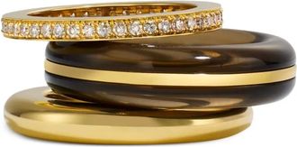 By Pariah 14kt gouden ring met diamant en kwarts