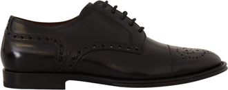 Dolce & Gabbana Zwarte Leren Wingtip Heren Formele Derby Schoenen