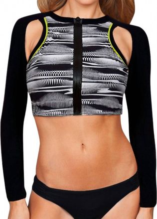 Free Sport By Gottex Powerline Zip Front Rash Guard Jacket In Got Black