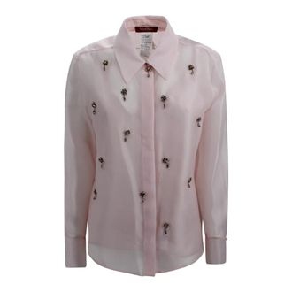 Max Mara Shirts, female, Pink, Size: S Batavia Linen Trousers