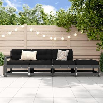 vidaXL Juego De Muebles De Jard&iacute;n 4 Pzas Madera Maciza De Pino Gris Vidaxl