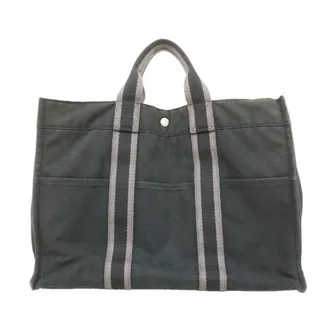 Herm&egrave;s Black Canvas Tote Bag (Pre-Owned)