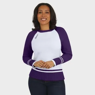 WEAR by Erin Andrews Womens WEAR by Erin Andrews White/Purple Baltimore Ravens Colorblock Raglan Sweater at Nordstrom, Size Xx-Large