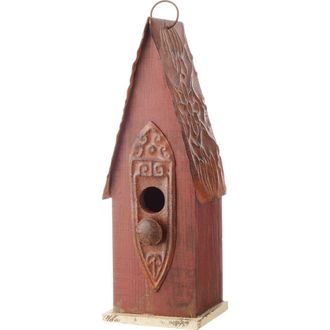 Glitzhome 13.25H Retro Wooden Distressed Garden Birdhouse in Red at Nordstrom, Size Medium