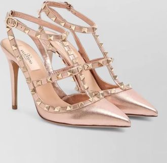 Valentino Garavani rockstud metallic nappa leather slingback pumps