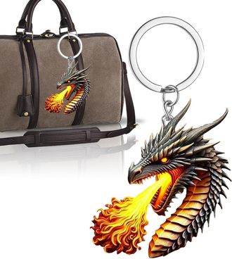 Generic Dragon Keychain Pendant - Fire Breathing Feature, Funny Design | Creative Dragon Charm Bag Pendant, Key Ring Ornament - for Travel Backpack Shoulder B